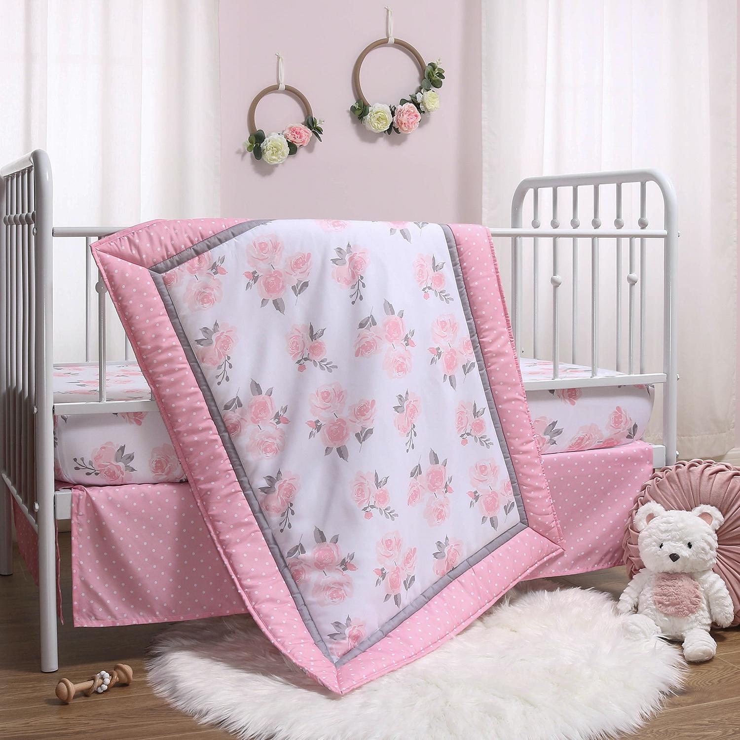 New Mila The Peanut Shell 4 Pc Baby Bedding Crib Set Infant Nursery Girl Flower 